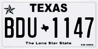 TX license plate BDU1147