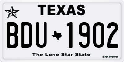 TX license plate BDU1902