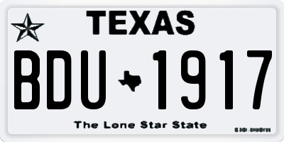 TX license plate BDU1917