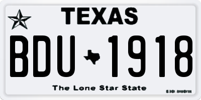 TX license plate BDU1918