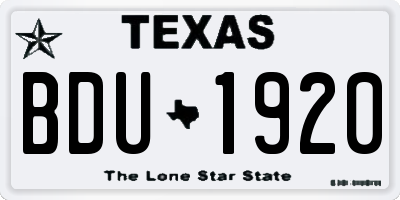 TX license plate BDU1920