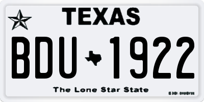 TX license plate BDU1922