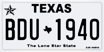 TX license plate BDU1940