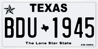 TX license plate BDU1945