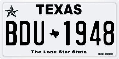 TX license plate BDU1948