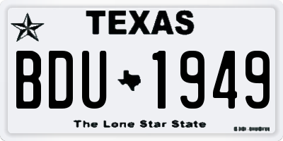 TX license plate BDU1949