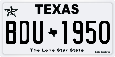 TX license plate BDU1950