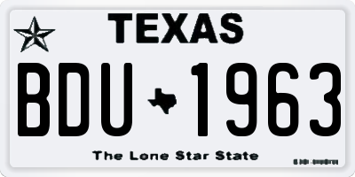 TX license plate BDU1963