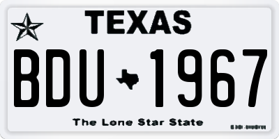 TX license plate BDU1967