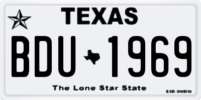 TX license plate BDU1969
