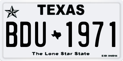TX license plate BDU1971