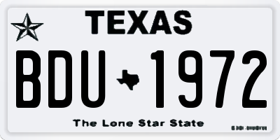 TX license plate BDU1972