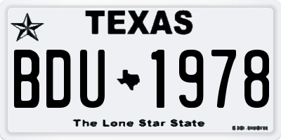 TX license plate BDU1978