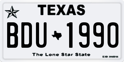 TX license plate BDU1990