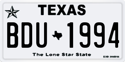 TX license plate BDU1994