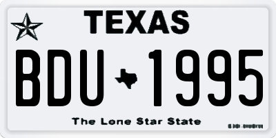 TX license plate BDU1995