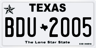 TX license plate BDU2005