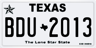TX license plate BDU2013