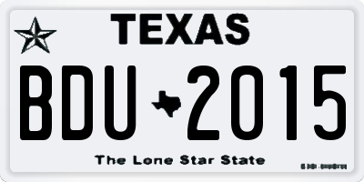 TX license plate BDU2015