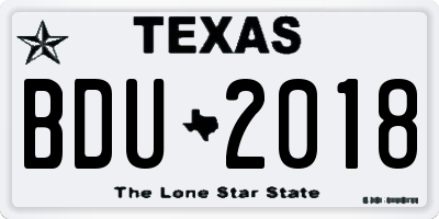 TX license plate BDU2018
