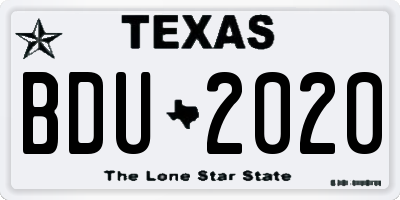 TX license plate BDU2020