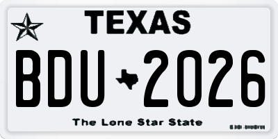 TX license plate BDU2026