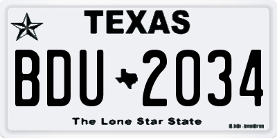 TX license plate BDU2034
