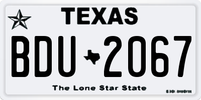 TX license plate BDU2067