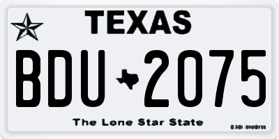 TX license plate BDU2075