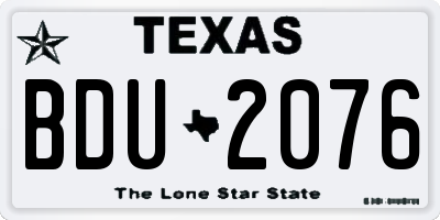 TX license plate BDU2076