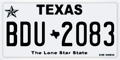 TX license plate BDU2083