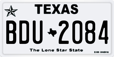 TX license plate BDU2084