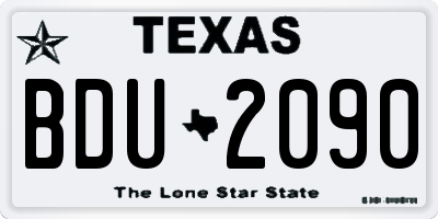TX license plate BDU2090