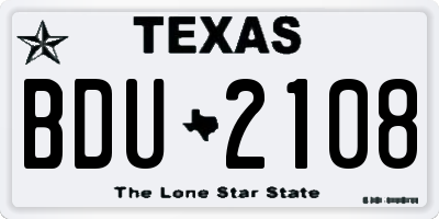 TX license plate BDU2108