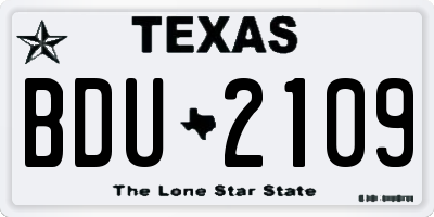 TX license plate BDU2109