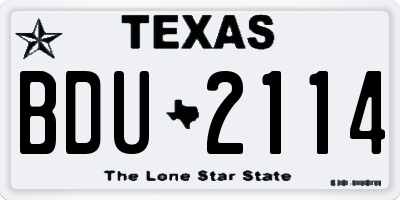 TX license plate BDU2114