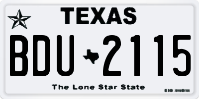 TX license plate BDU2115