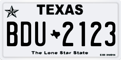 TX license plate BDU2123