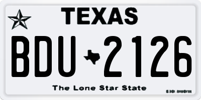 TX license plate BDU2126