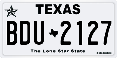 TX license plate BDU2127