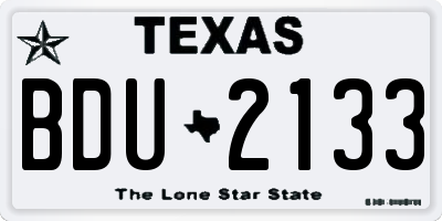 TX license plate BDU2133