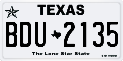 TX license plate BDU2135