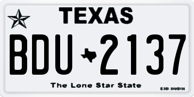 TX license plate BDU2137