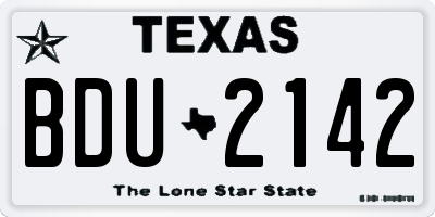 TX license plate BDU2142