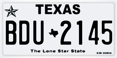 TX license plate BDU2145