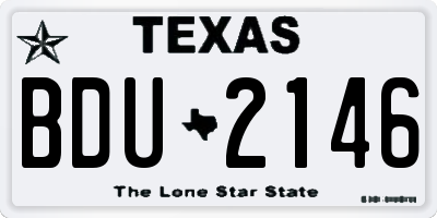 TX license plate BDU2146