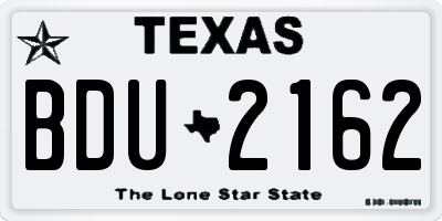TX license plate BDU2162