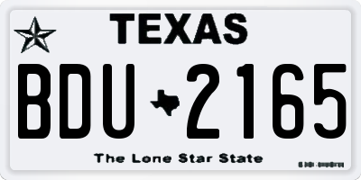 TX license plate BDU2165