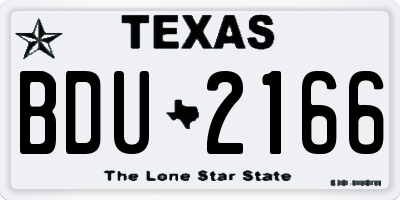TX license plate BDU2166