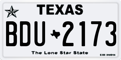 TX license plate BDU2173